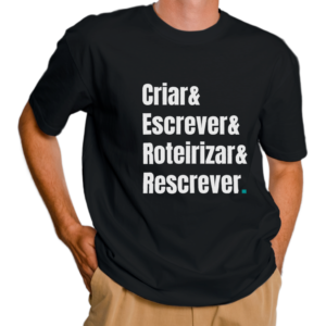 criar & escrever preto camiseta